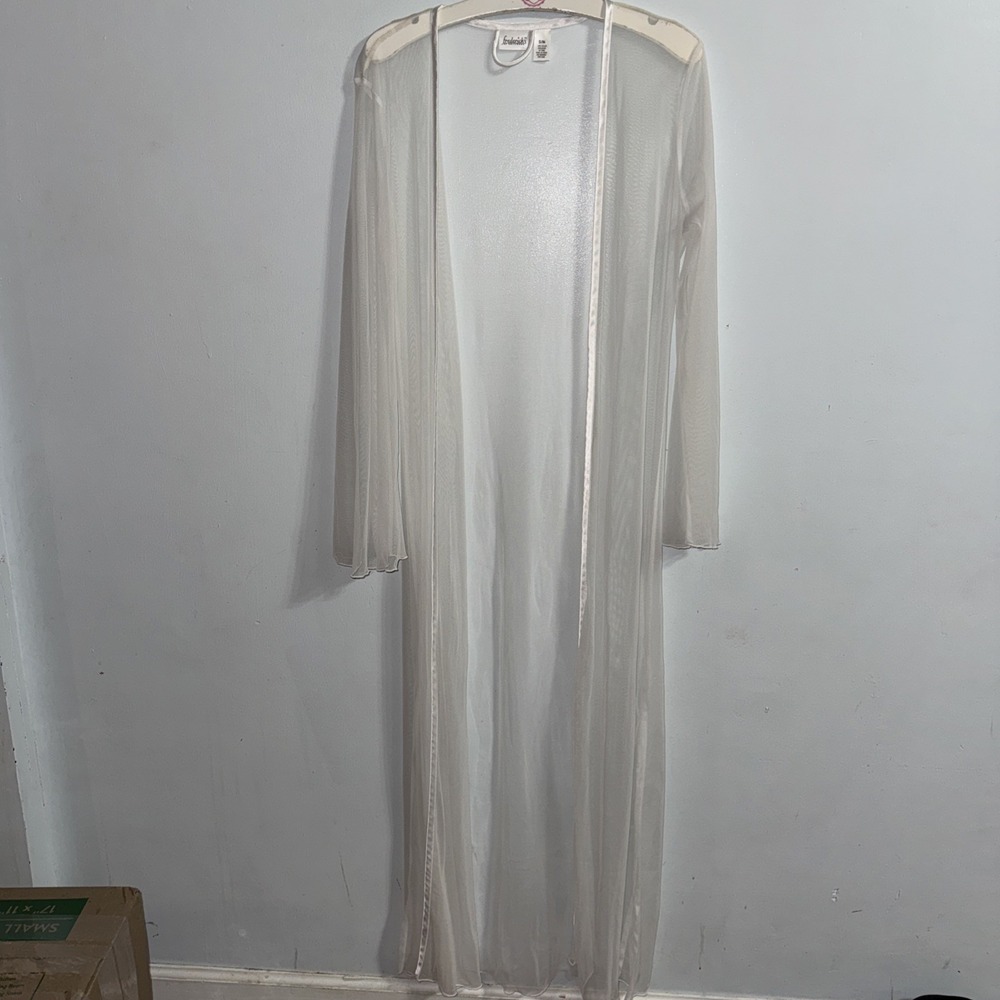 Vintage Frederick's of Hollywood S/M Coquette Nylon White Sheer Duster Robe